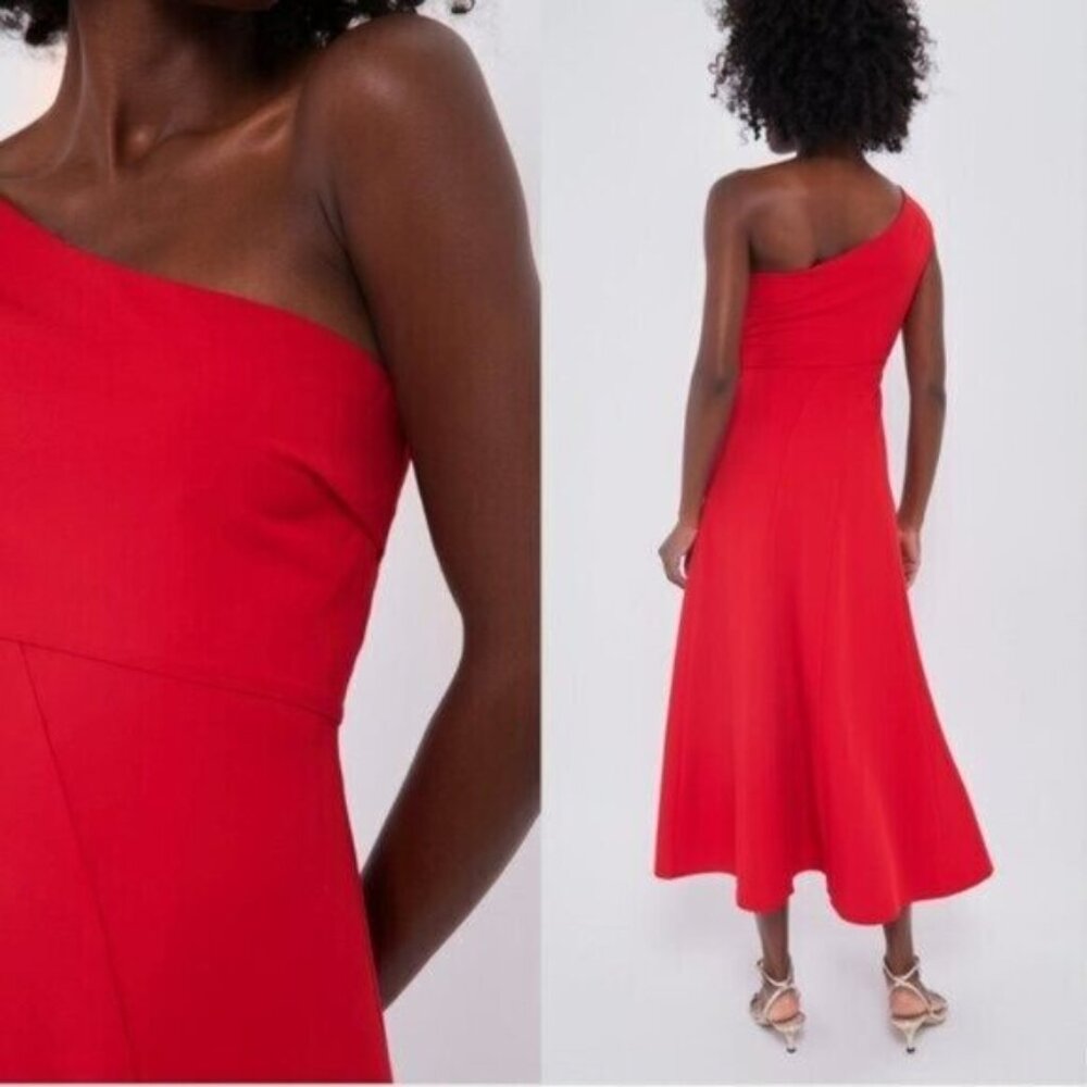 Tuckernuck One-Shoulder Red Midi Dress - Picture 2 of 9